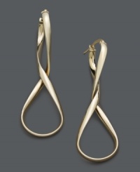 Add a stylish twist. This contemporary cool style features a traditional hoop with a chic, figure-eight shape. Crafted in 14k gold. Approximate drop: 2 inches.