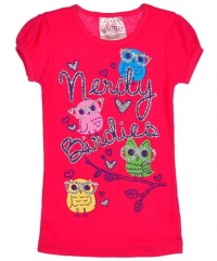 Beautees Nerdy Birdies T-Shirt (Sizes 4 - 6X) - fuchsia, 5