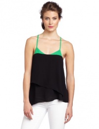 BCBGMAXAZRIA Women's Mika Draped Asymmetrical Top, Black Combo, X-Small