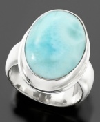 A beautiful bauble of a ring featuring larimer set in sterling silver. Size 7.