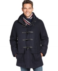 Dabble in the classics with a twist in this wool-blend toggle coat from Tommy Hilfiger.