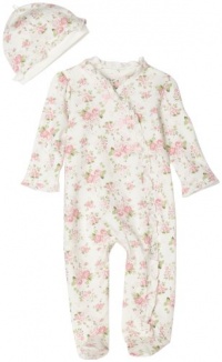 Little Me Cabbage Rose Footie, White Floral, 3 Months