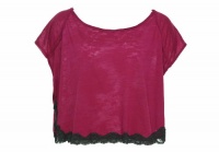 Free People We The Free womens raspberry lace crop muscle top L