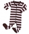 Leveret Footed Pink & Brown Striped Pajama Sleeper 100% Cotton (Size 6M-5T)