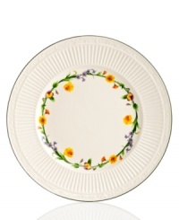 Mikasa refreshes a classic with country blooms in the Italian Meadow dinner plate. Do-it-all stoneware is embossed and banded for an elegant look that also complements neoclassical Italian Countryside dinnerware.