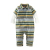 Tea Collection Baby-Boys Infant Ski Stripe Layered Romper, Blue, XX-Small