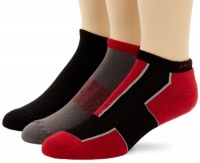 Calvin Klein Men's 3 Pack Color Block No Show Socks, Black/Red/Storm, 7-12