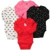 Carter's Baby Girls 4-pack Long-sleeve Bodysuits (12 Months, Red/Multi)