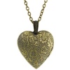 1.5 Inch Engraved Flowers Heart Locket W/28 Inch Chain