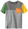 LRG Boys 8-20 Game Check Pocket Tee, Black Heather, Medium