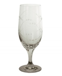 Finely etched with a interwoven design as classically tasteful as pearls on a string, the Precious crystal iced beverage glass from Royal Doulton makes serving any drink - from punch to sangria - just a touch more glamorous. Mulitfaceted stem and flared base.