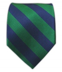 100% Silk Woven Navy and Green Striped Tie