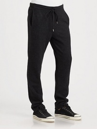 A refreshingly modern trackpant style, shaped in a blend of brushed wool and nylon, with the smart look and appeal of a casual trouser.Elastic drawstring waistSide slash pocketsFully linedInseam, about 3055% wool/45% nylonDry cleanImported