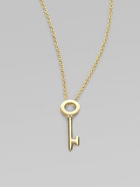 From the Tiny Treasures Collection. The key to your heart's desire, artfully crafted in polished 18k gold, hangs elegantly from an oval link chain. 18k yellow gold Chain length, about 18 Pendant length, about ¾ Lobster clasp Made in Italy