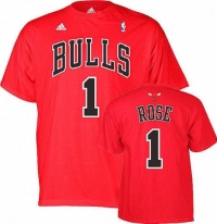 Derrick Rose adidas Red Name and Number Chicago Bulls T-Shirt