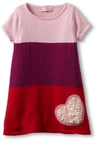 Design History Girls 2-6X Short Sleeve Colorblock Dress Heart, Sparkle Pink Combo, 2T