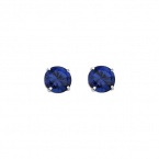 .925 Sterling Silver Rhodium Plated 3mm September Birthstone Round CZ Solitaire Basket Stud Earrings for Baby and Children & Women with Screw-back (Sapphire, Navy)