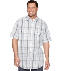 Shake up your weekend wardrobe from the usual tees with this big and tall plaid shirt from Alfani.