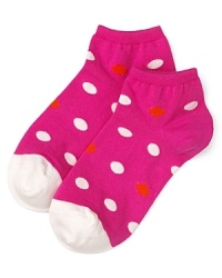 These fun, colorful socks from kate spade feature contrasting polka dots and toe.