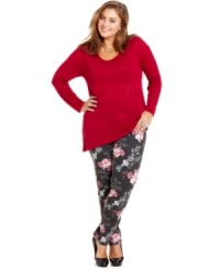 Rock one of the season's most-wanted trends with Hot Kiss' printed plus size skinnies!