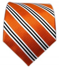 100% Silk Woven Tangerine Bar Striped Tie