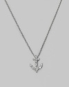 From the Tiny Treasures Collection. Sparkling anchor charm in diamonds set in 18k white gold.Diamonds, 0.16 tcw Chain length adjusts from about 16 to 18 Pendant length, about ½ Lobster clasp Made in Italy