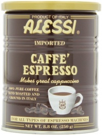 Alessi Espresso Ground Coffee, 8.8-Ounce Cans (Pack of 6)