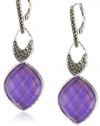 Judith Jack Purple Moon Sterling Silver, Marcasite, Purple Turquoise Drop Earrings