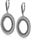 Judith Jack Silver Halo Sterling Silver and Marcasite Hammered Oval Drop Earrings