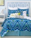 Trina Turk 3-Piece Peacock Comforter Set, Queen, Blue