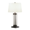 Robert Abbey Z3318 Lamps with Off White Cotton Shades, Clear Glass Cylinder/Deep Patina Bronze Finish