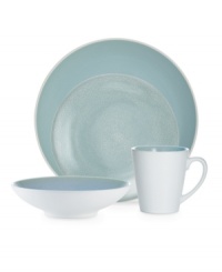 With clean lines and splashes of cool blue, the Kealia place settings dish out casual fare with modern elegance, plus all the convenience of dishwasher- and microwave-safe stoneware from Noritake.