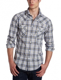 Ben Sherman Men's Long Sleeve Fancy Gingham Western Shirt