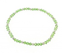 Anklet - A68 - Stretch - 4mm Swarovski (tm) Crystal and Heishi Beads ~ Peridot