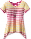 Beautees Girls 7-16 Stripe Sharkbite Hem Top, Pink, Small