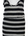 BCBGeneration Striped Double Tank Jersey Dress Black Combo (Medium)