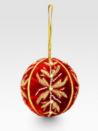 EXCLUSIVELY AT SAKS.COM. A beautiful handcrafted velvet ornament with elaborate beading, from the renowned designer Sudha Pennathur. HandcraftedMetallic woven loopVelvet base with beads and faux pearls4 diam.Imported