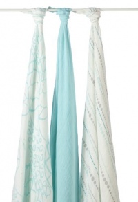 aden + anais Rayon From Bamboo Swaddle Blanket 3 Pack, Azure