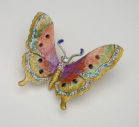 Butterfly Decoration Figurine Swarovski Crystals Purple Pink Enameled Figure