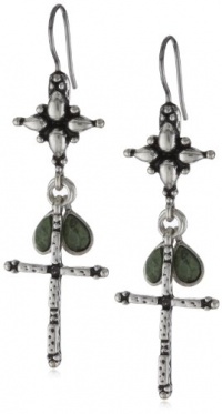 Lucky Brand Silver-Tone Small Cross Drop Earrings