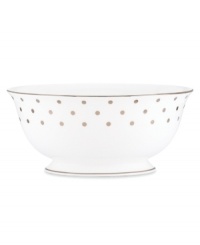 Pave your table in polka dots for fine dining without the formality. From kate spade new york dinnerware, the Larabee Road serving bowl features luxe bone china with platinum accents that combine easy elegance and irresistible whimsy.