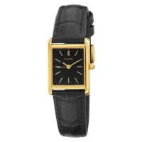 Pulsar Women's PTC384 Gold-Tone Black Leather Strap Watch