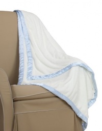 Go Mama Go Designs Toddler Blanket Satin Trim, Blue/Cream