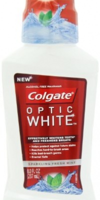 Colgate Optic White Mouthwash Sparkling, Fresh Mint, 8 Fluid Ounce