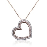 Effy Jewelry Effy® 14K White and Rose Gold Diamond Heart Pendant .34 Tcw.