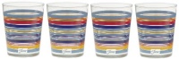 Fiesta Multi-Color Stripe Glassware, 15-Ounce Tapered Dof Double Old Fashion, Peacock Collection, Set of 4