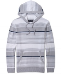 Sporty hooded sweater in muted tonal stripes by Retrofit.