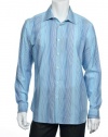 Alfani Red Men's Light Blue Vertical Striped Button Down Shirt