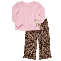 Carter's Girls 2T-4T Kitty Microfleece Poly Pajama Pant Set