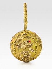 EXCLUSIVELY AT SAKS.COM. A sparkling bird is at the center of this beautiful handcrafted ornament with intricate embroidery and beading, from the renowned designer Sudha Pennathur. HandcraftedMetallic woven loopTissue base with glass beads4 diam.Imported